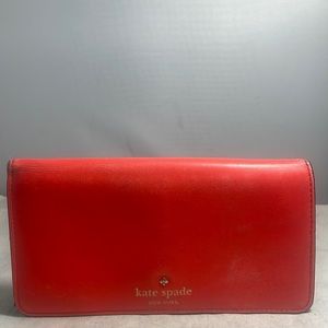 Bright Orange fold over button snap wallet with credit card and ID holder